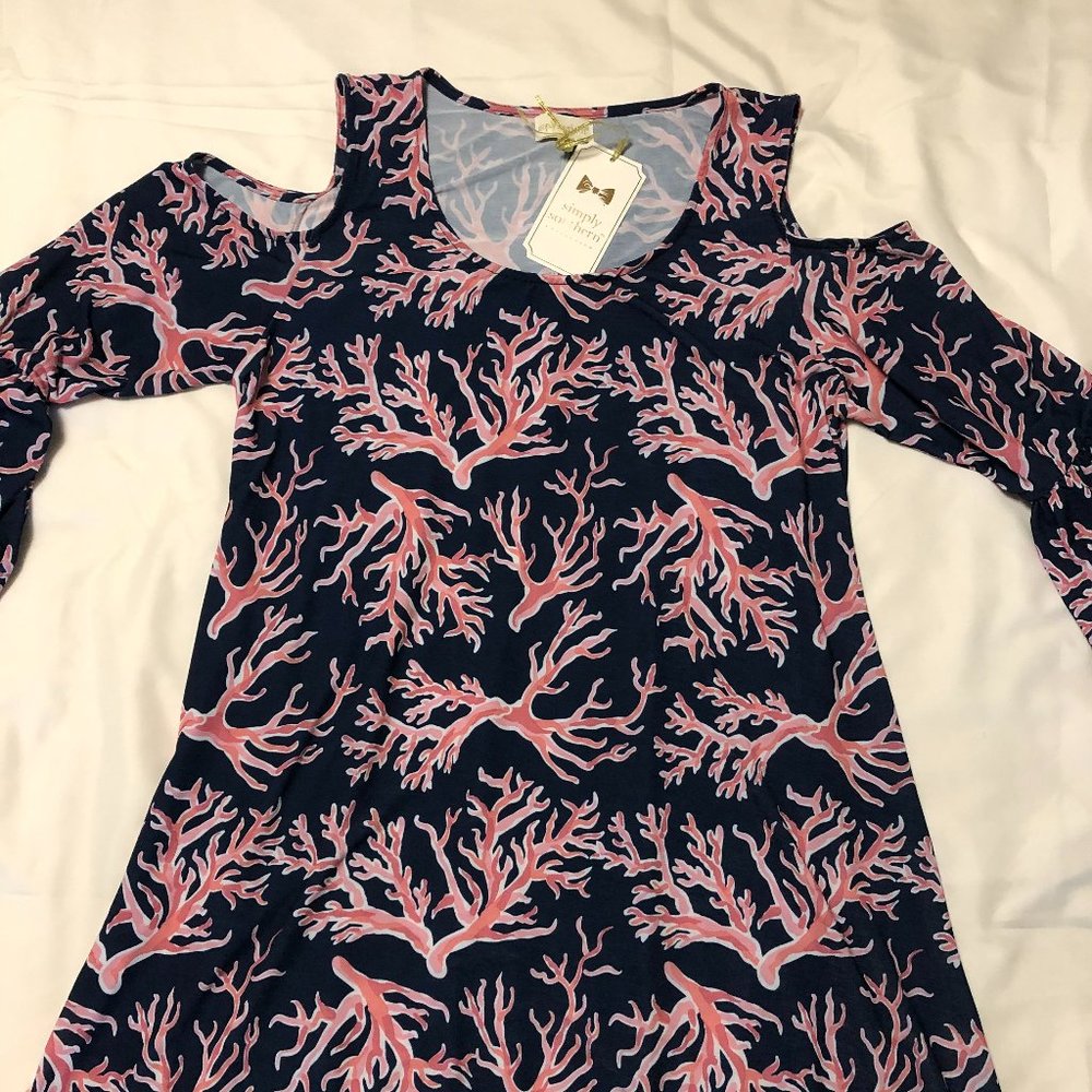 Simply Southern sea coral cold shoulder dress size   NWT